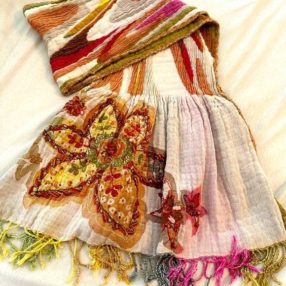 Anthropologie x Vismaya Boho Embroidered Scarf/Wrap, EUC - Picture 1 of 9